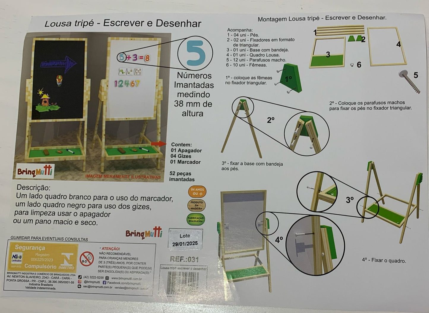 Lousa Tripé Magnética Dupla Face para Escrever e Desenhar