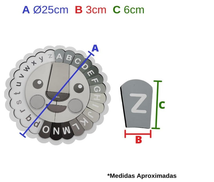 Jogo educativo em madeira alfabeto do leãozinho