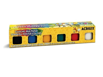 Guache Multiuso Tempera Poster Colors - 6 Cores