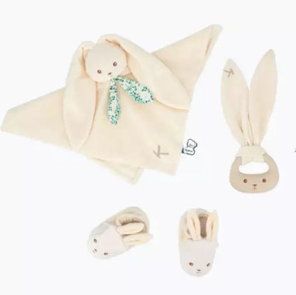 Meu Primeiro Kit Baby - Naninha, Anel de Silicone para dentição e Sapatinhos (Creme)