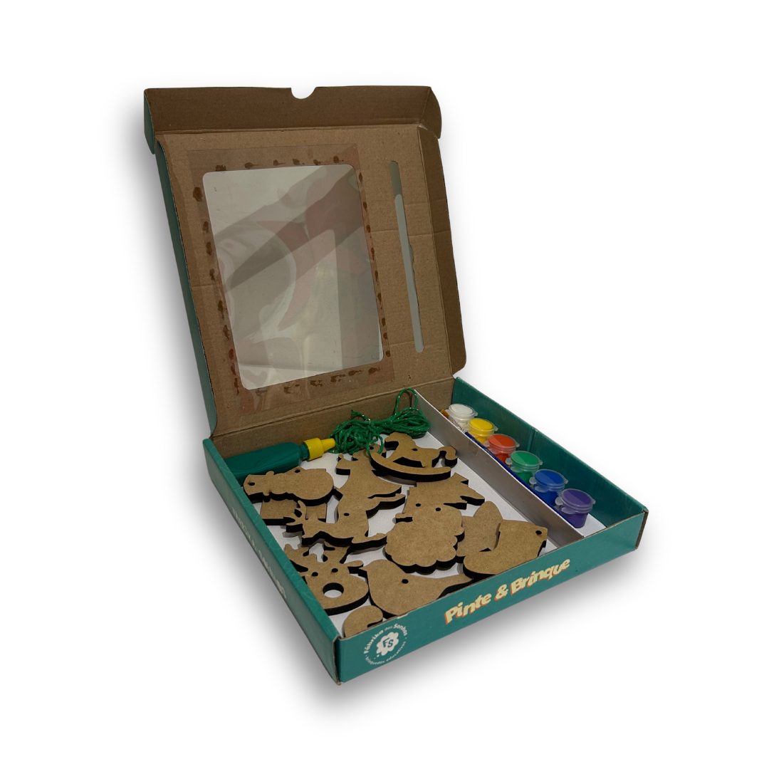 Kit Enfeites de Natal em Madeira para Colorir e Decorar