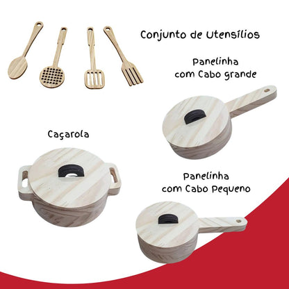 Conjunto de Panelinhas e Utensílios de Cozinha