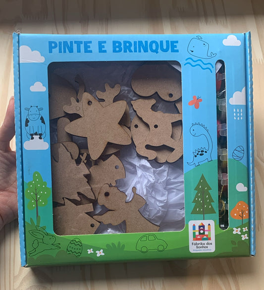 Kit Enfeites de Natal em Madeira para Colorir e Decorar