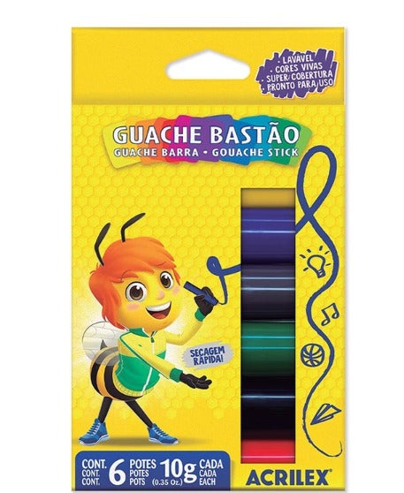 Tinta Guache Bastão -  6 Cores