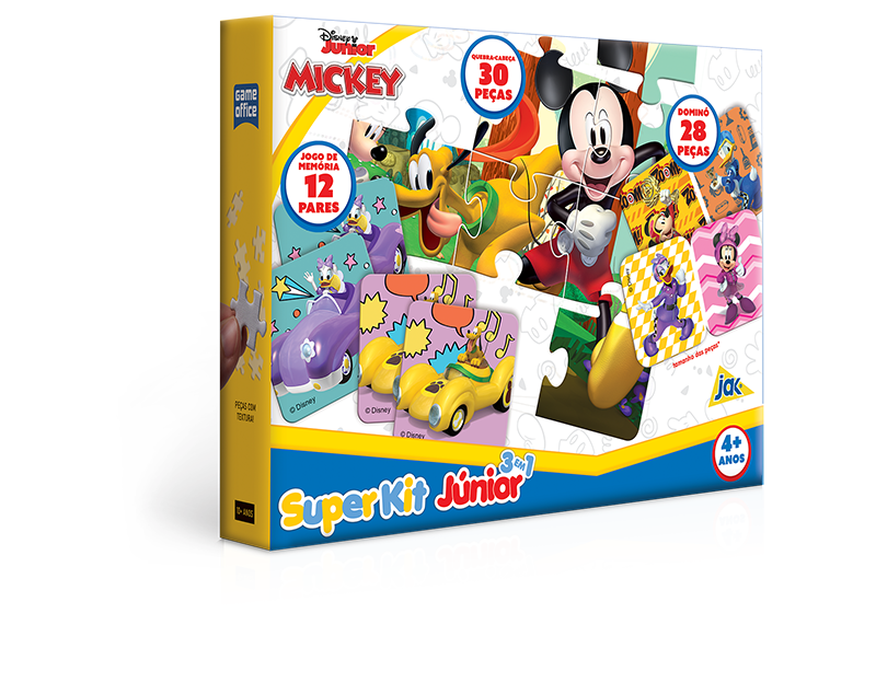 Jogos Mickey - Super kit (quebra-cabeça, jogo da memoria, dominó)