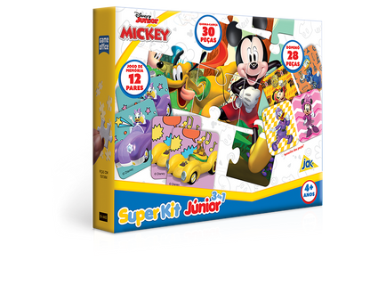 Jogos Mickey - Super kit (quebra-cabeça, jogo da memoria, dominó)