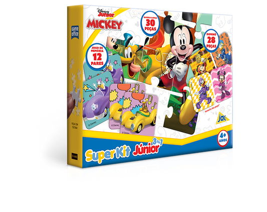 Jogos Mickey - Super kit (quebra-cabeça, jogo da memoria, dominó)