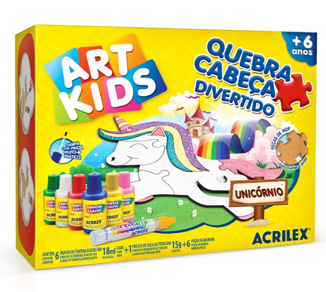 Quebra-Cabeça Divertido Unicórnio com Tintas e Glitter