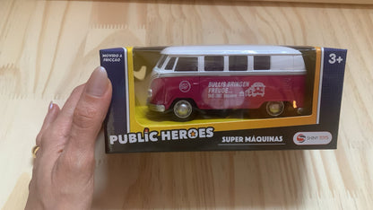 Carrinho de Fricção em Metal Kombi Vermelha