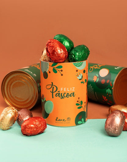 Kit Páscoa: Pintura em madeira + Lata com 10 ovinhos da LEVe Brigaderia