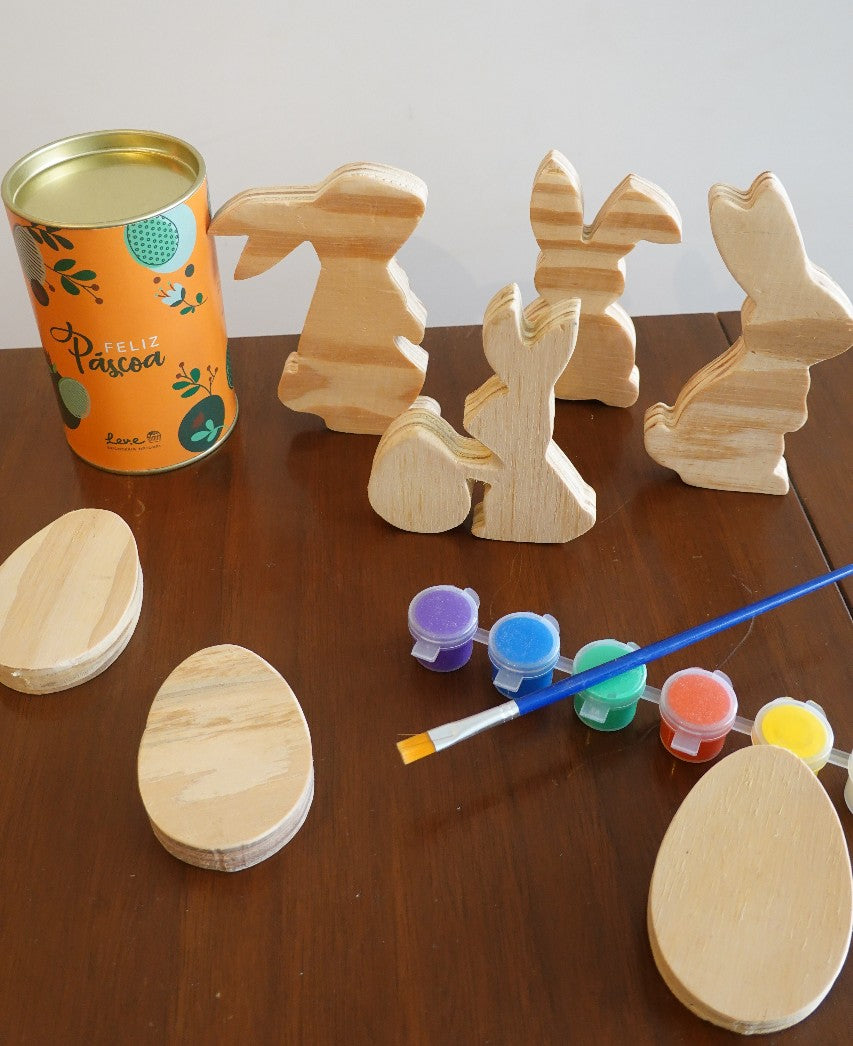 Kit Páscoa: Pintura em madeira + Lata com 10 ovinhos da LEVe Brigaderia