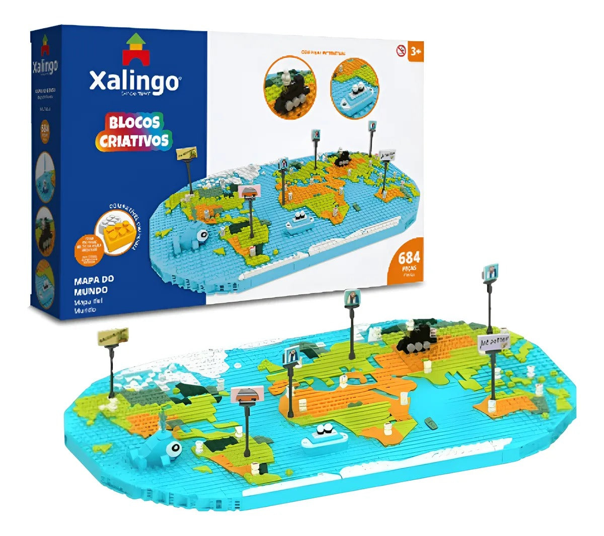 Blocos de Montar Criativos Mapa do Mundo  - 684 Peças