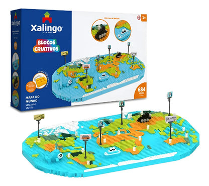 Blocos de Montar Criativos Mapa do Mundo  - 684 Peças