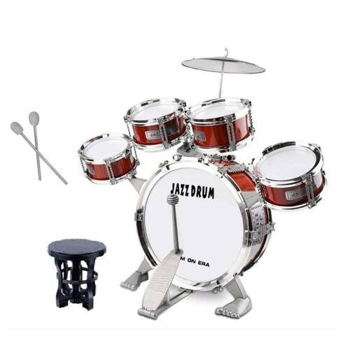 Bateria Infantil Com Tambores Pratos E Baquetas