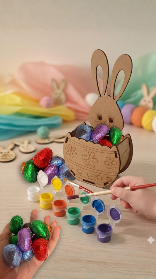 Cesta de Páscoa para pintar com 10 ovinhos LEVe Brigaderia