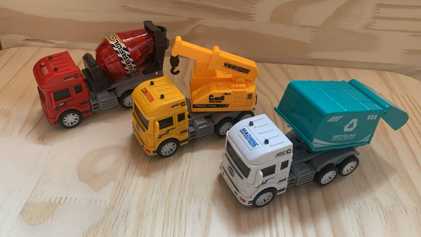 Kit com 3 unidades de Caminhão Truck de Construção e Reciclagem