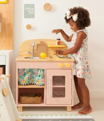 Mini Cozinha de Madeira com Pia - Rosa