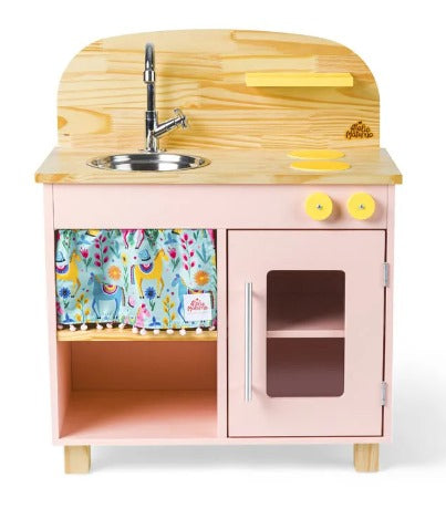 Mini Cozinha de Madeira com Pia - Rosa