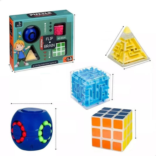 Cubos Mágicos Variados - Kit com 4