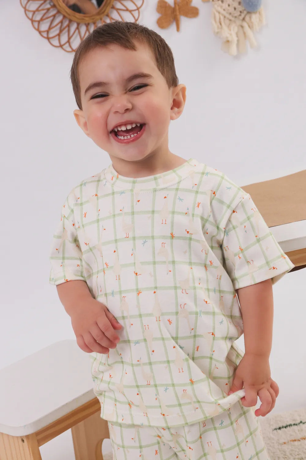 Pijama Infantil Curto Patinho 100% Algodao Natural
