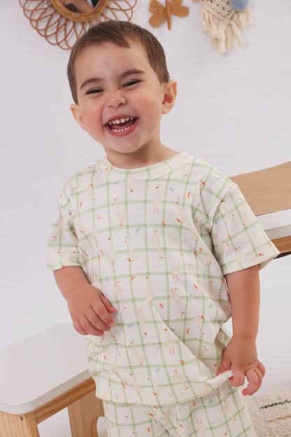 Pijama Infantil Curto Patinho 100% Algodao Natural