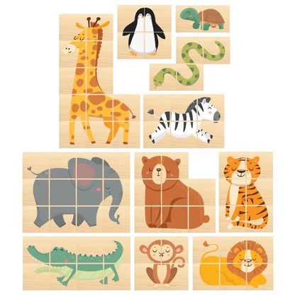 Cubos Quebra-Cabeça Animais - 12 peças