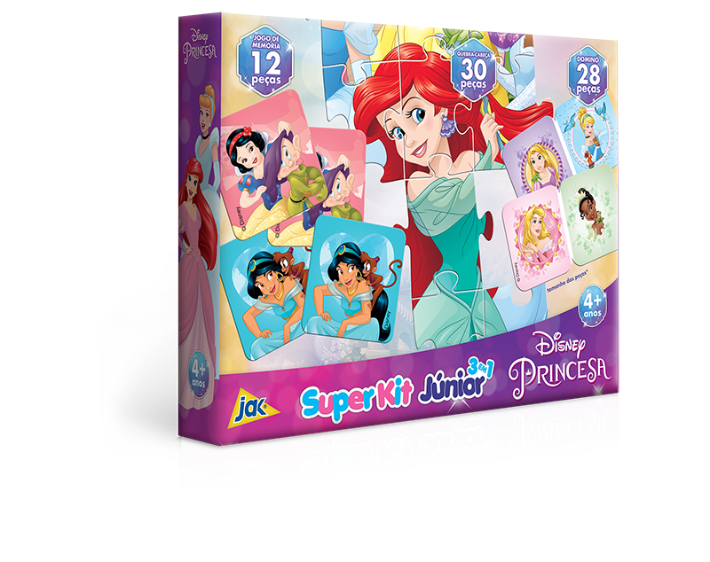 Jogos Princesas - Super Kit (quebra-cabeça, dominó e jogo da memória)