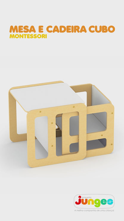 Conjunto de Mesa e Cadeira Cubo Montessori