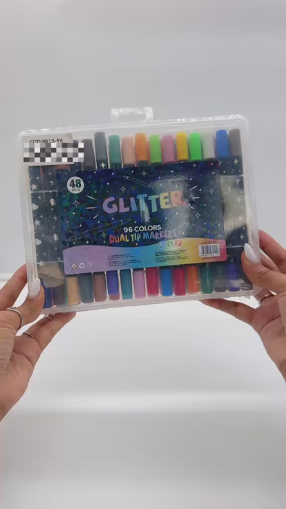 Kit Marcador Touch Glitter Ponta Dupla-Pack 48