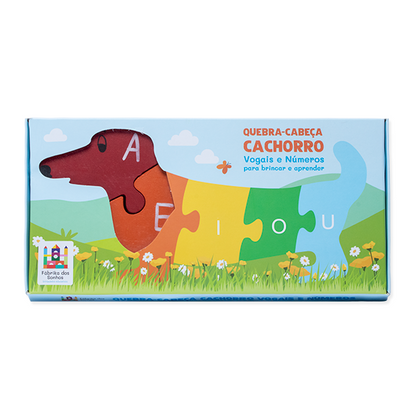 Cachorro Quebra-Cabeca com Vogais e Números