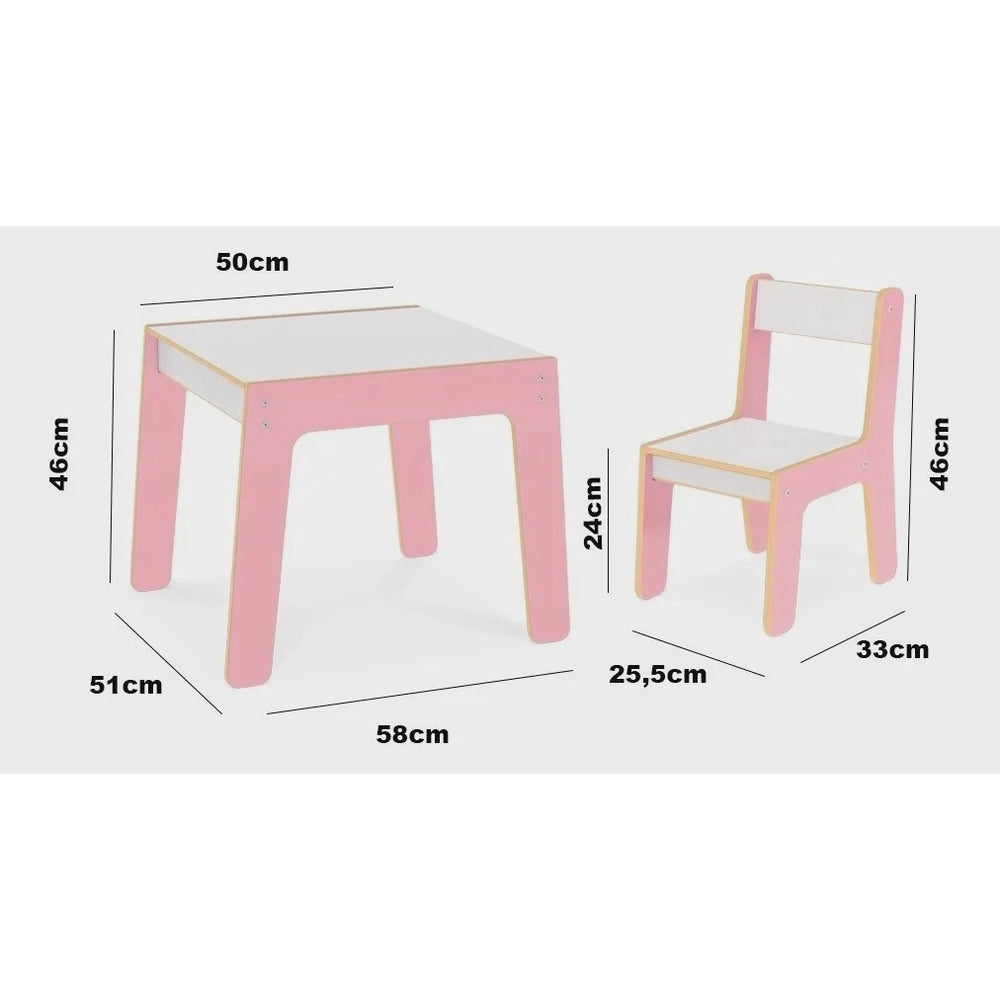 Mesa e Cadeira Infantil - Rosa